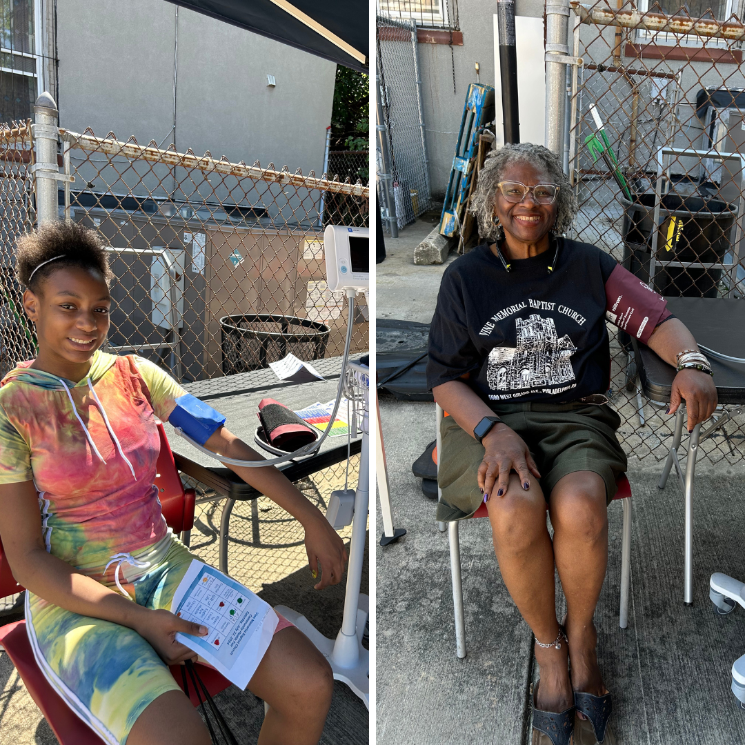 Photo collage: guests seated at the church health fair